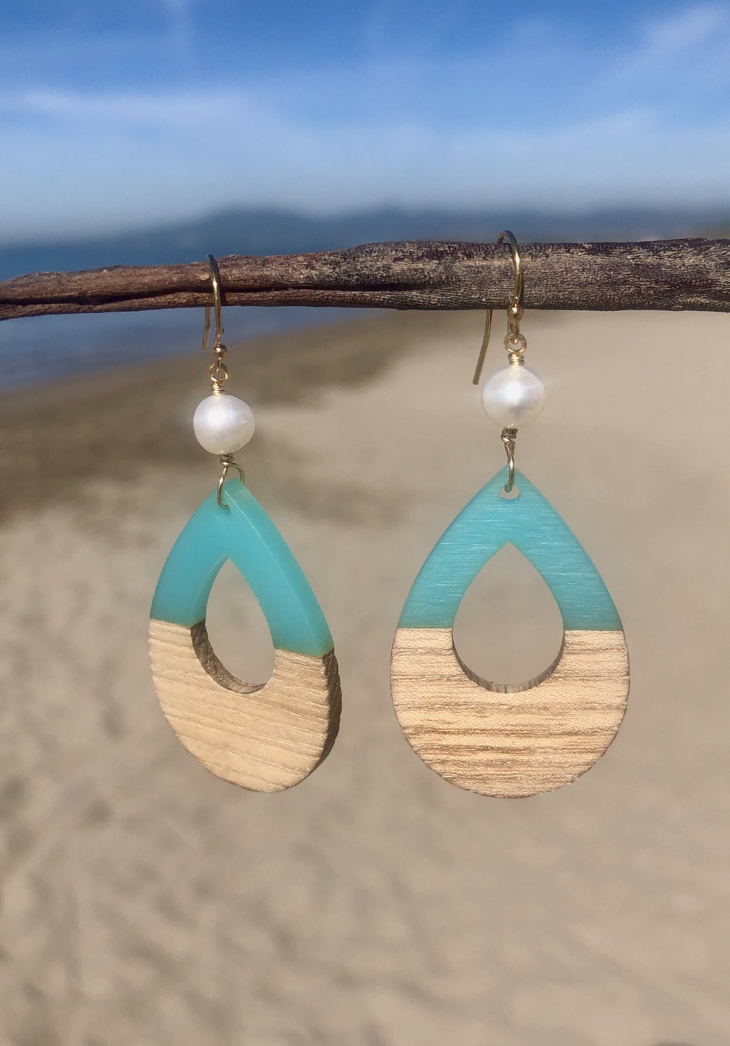 Wood and Resin Earrings