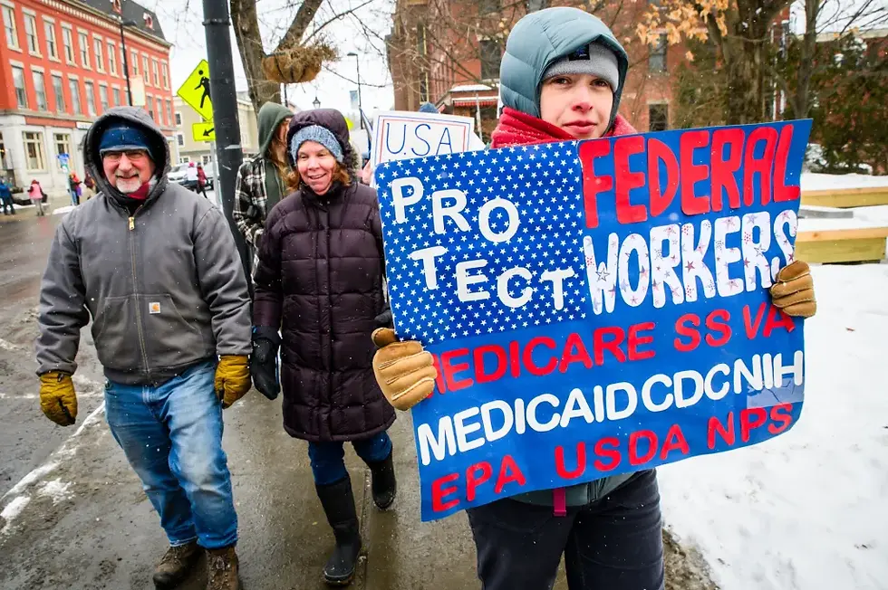 Demonstrators protesting Trump administration actions in Montpelier, Vermont, in March. John Lazenby/UCG/Universal Images Group/Getty Images