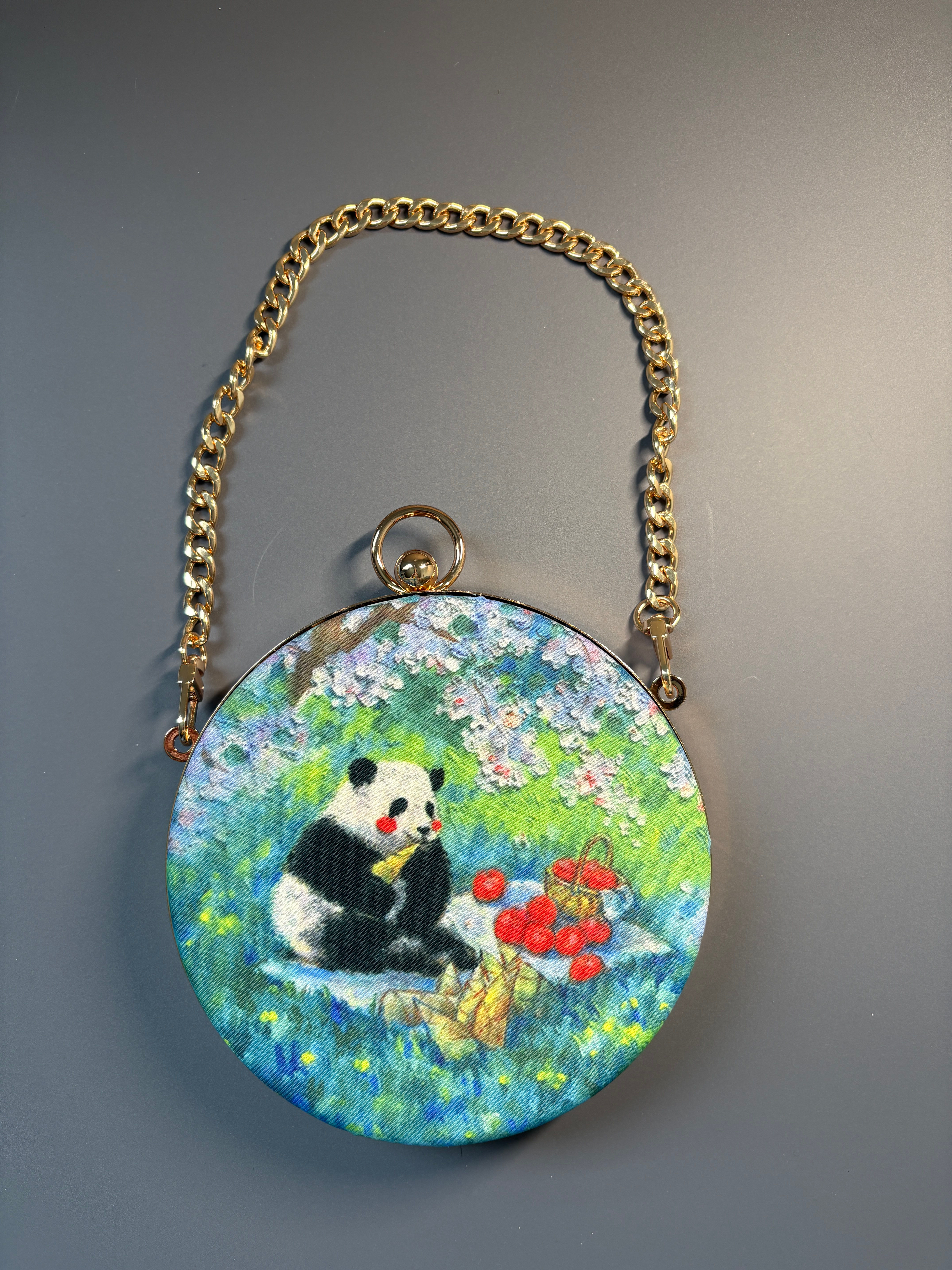 Fabric Art Clasp Bag - Panda's Picnic