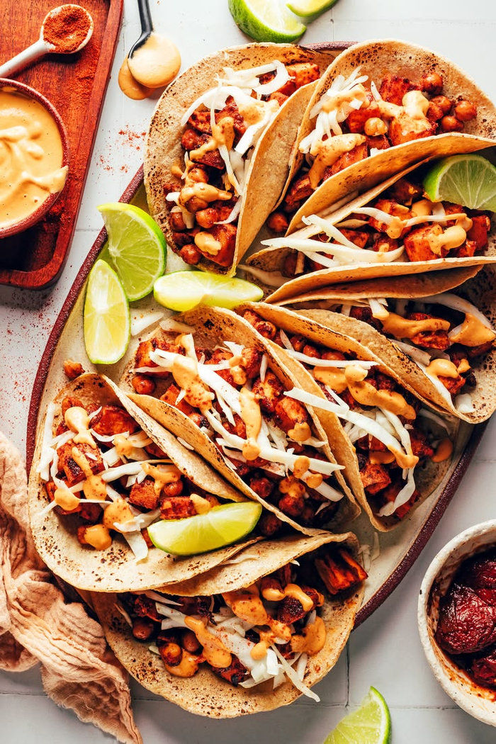 BBQ Sweet Potato Chickpea Tacos