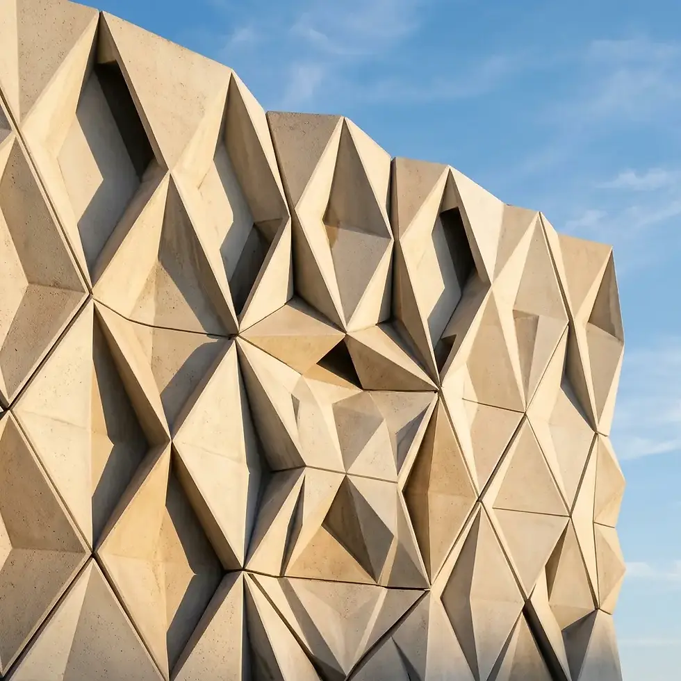 Modern custom facade applications with geometric uhpc panels