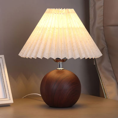 Wooden bedside lamp