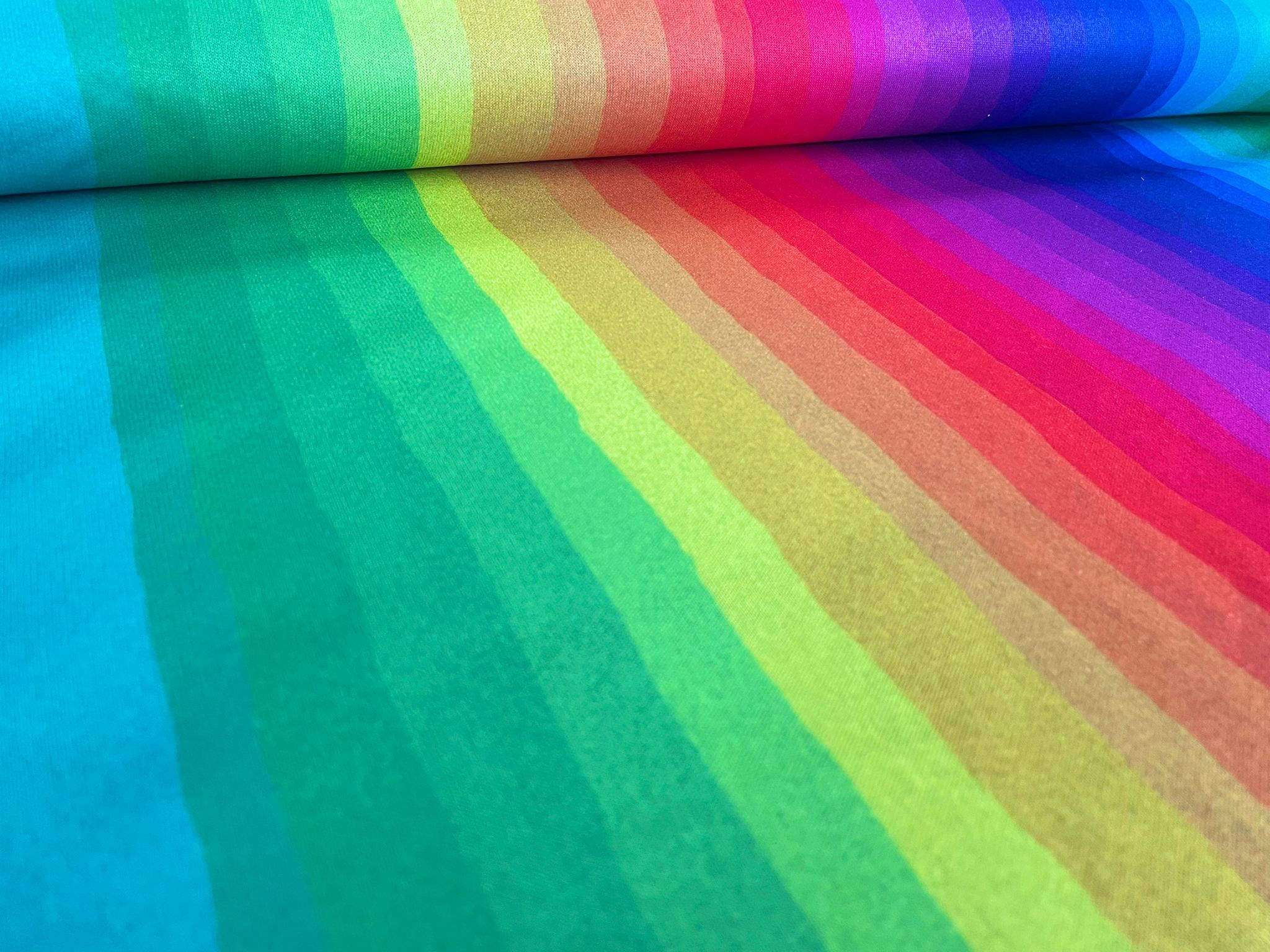 Rainbow Stripes - Fleece Backed Jersey