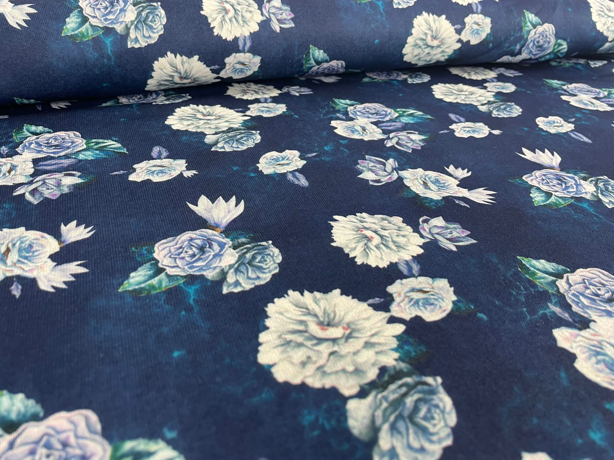 Floral on Navy - Fleece Backed Jersey