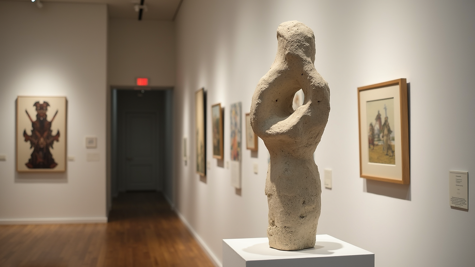 Close-up view of abstract sculpture in a modern gallery