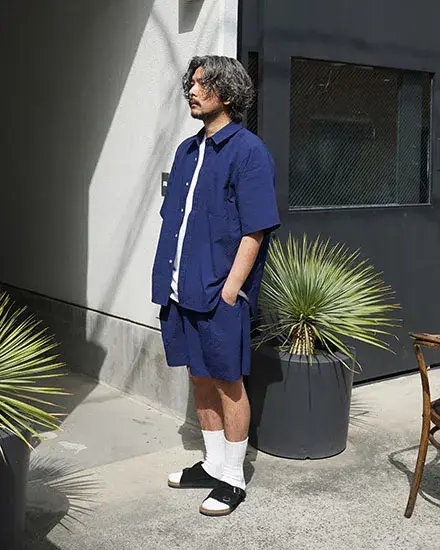 サムネイル： FAKIE STANCE Seersucker Shorts 25P2 NVY