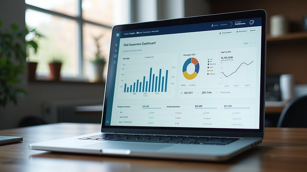 Eye-level view of a laptop displaying a lead management dashboard