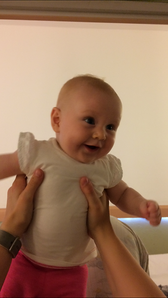 Isabelle loving the hotel in Birmingham
