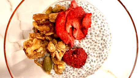 Chia pudding with nuts and dried fruit