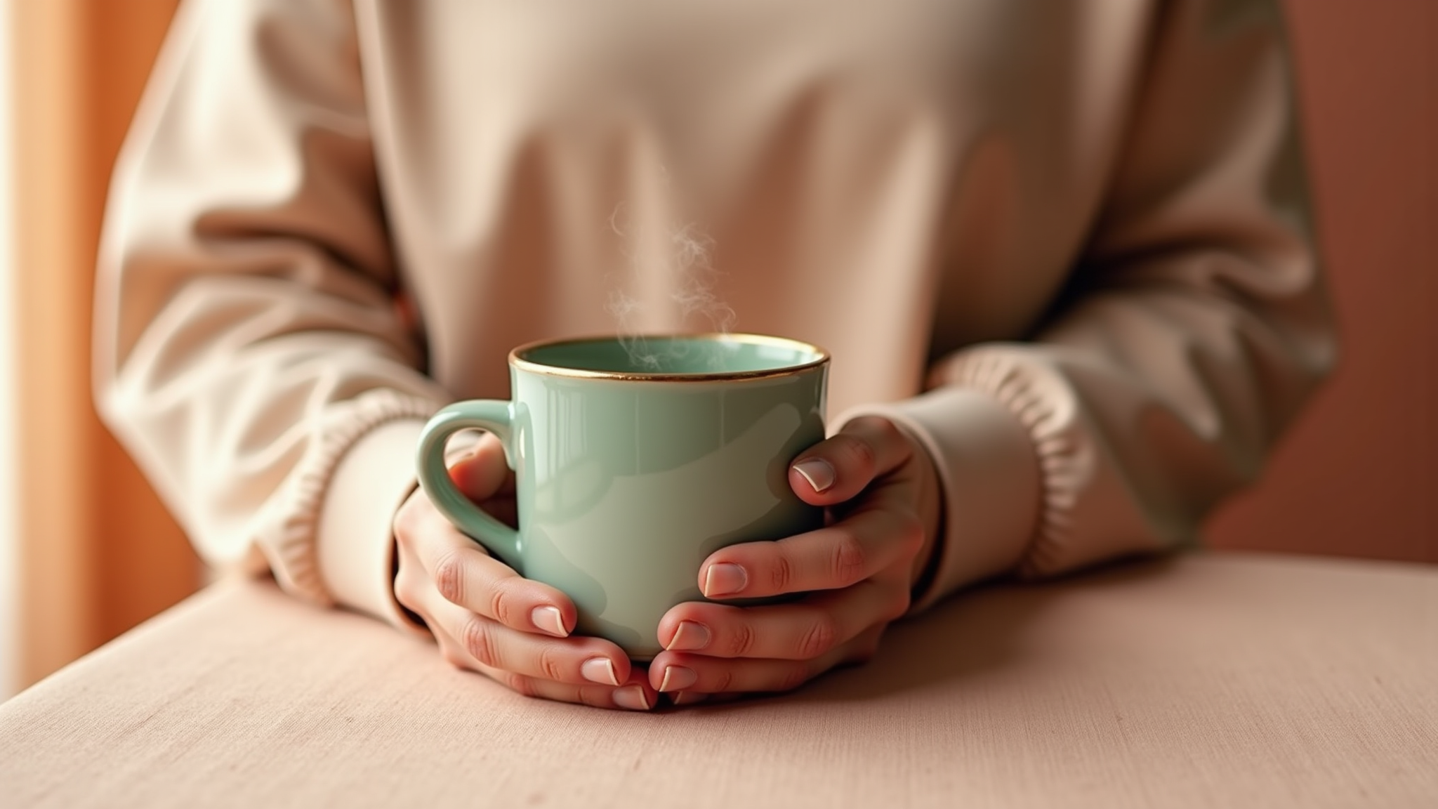 woman's hands with mug 