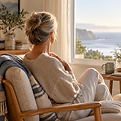 Person sitting by a window