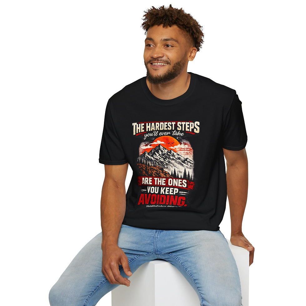 Thumbnail: T-Shirt — "The Hardest Steps You’ll Ever Take" Motivational Mountain Tee