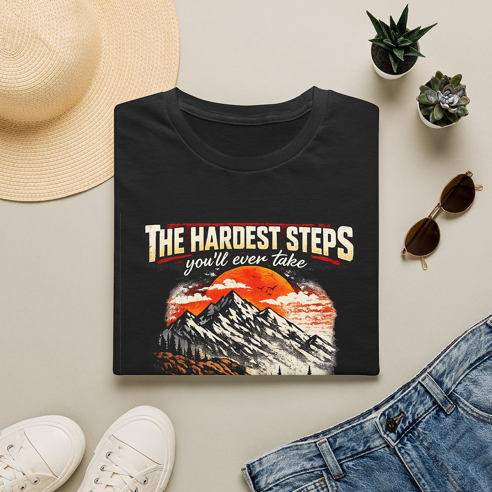 Thumbnail: T-Shirt — "The Hardest Steps You’ll Ever Take" Motivational Mountain Tee
