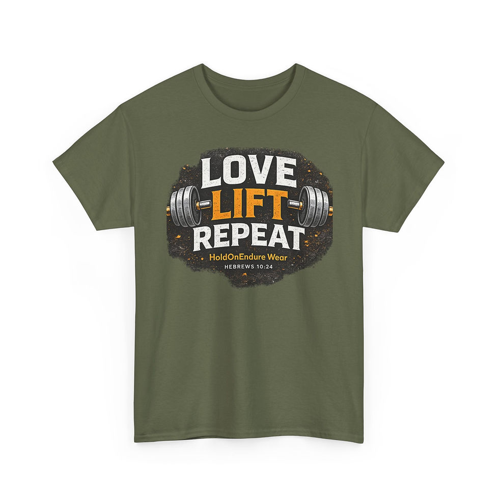 Thumbnail: Love Lift Repeat T-Shirt — Motivational Weightlifting Tee for Gym Lovers