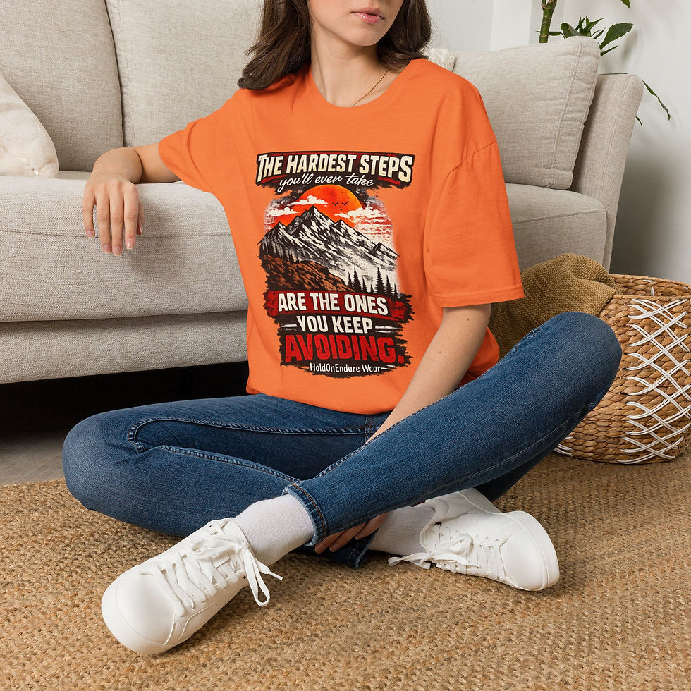 Thumbnail: T-Shirt — "The Hardest Steps You’ll Ever Take" Motivational Mountain Tee