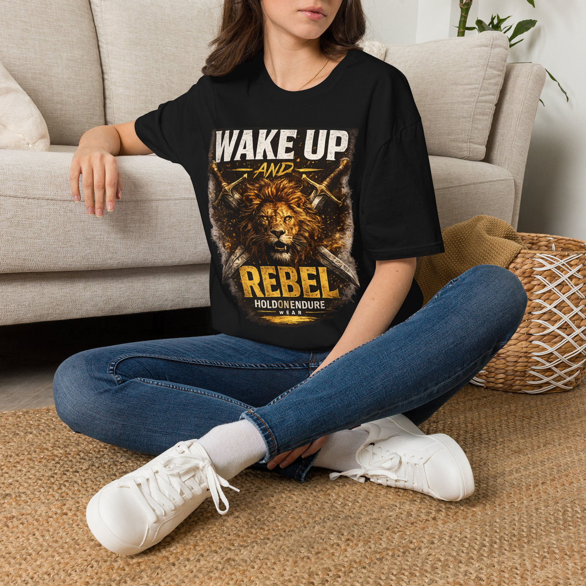 Wake Up and Rebel Lion T-Shirt — Courageous Graphic Tee for Rebels & Veterans