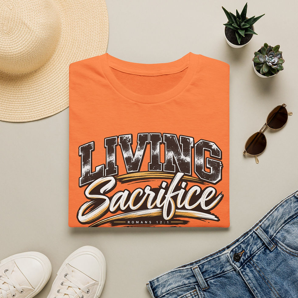 Miniatura: Living Sacrifice T-Shirt — Christian Faith Graphic Tee (Romans 12:1)