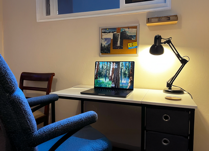 Quiet work zone inside Homeoffice Madeira, ideal for video calls, online meetings and focused remote work sessions.