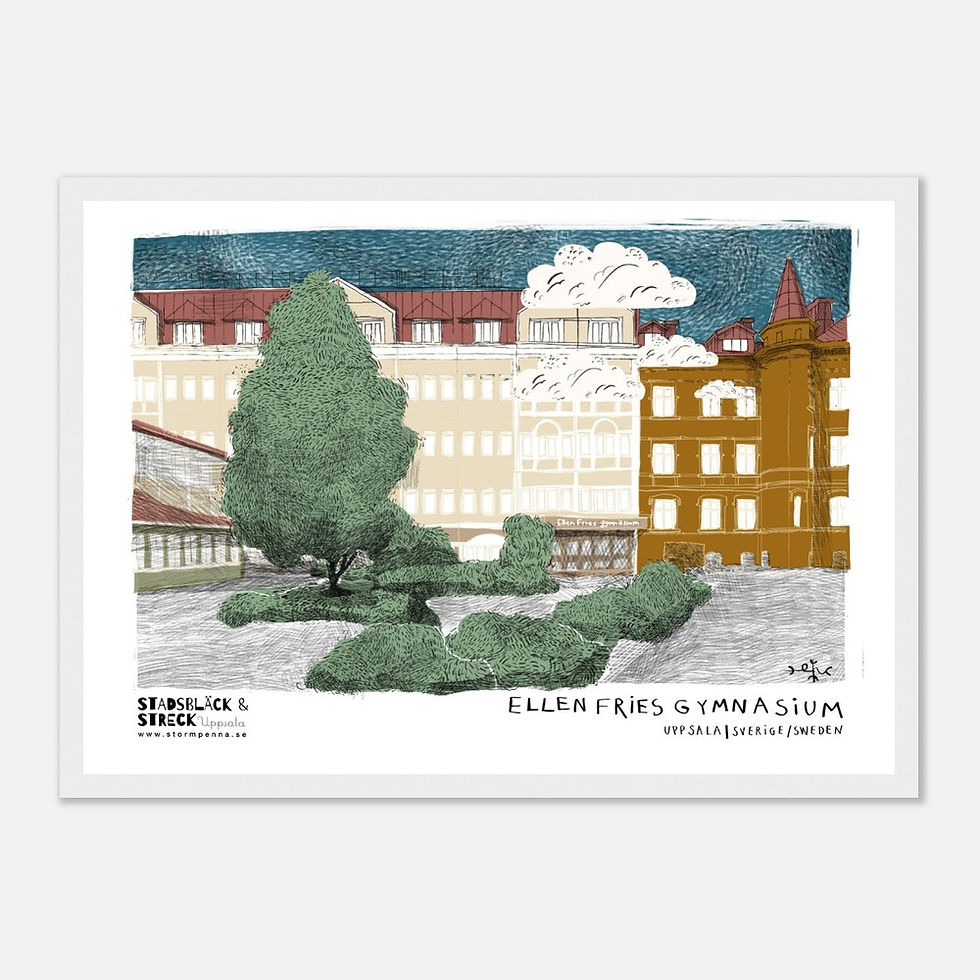 Miniatyrbild: Ellen Fries gymnasium i Uppsala - konsttryck med träram