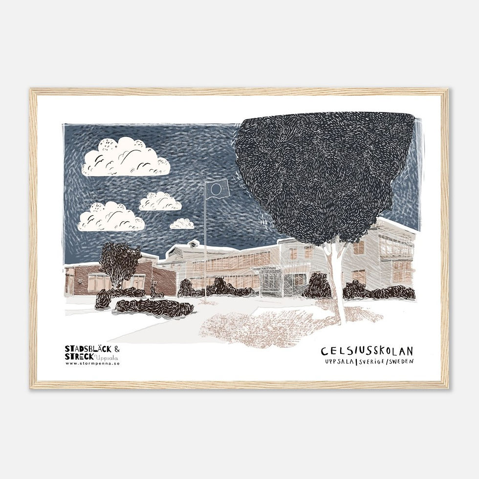 Miniatyrbild: Celsiusskolan i Uppsala - konsttryck med träram