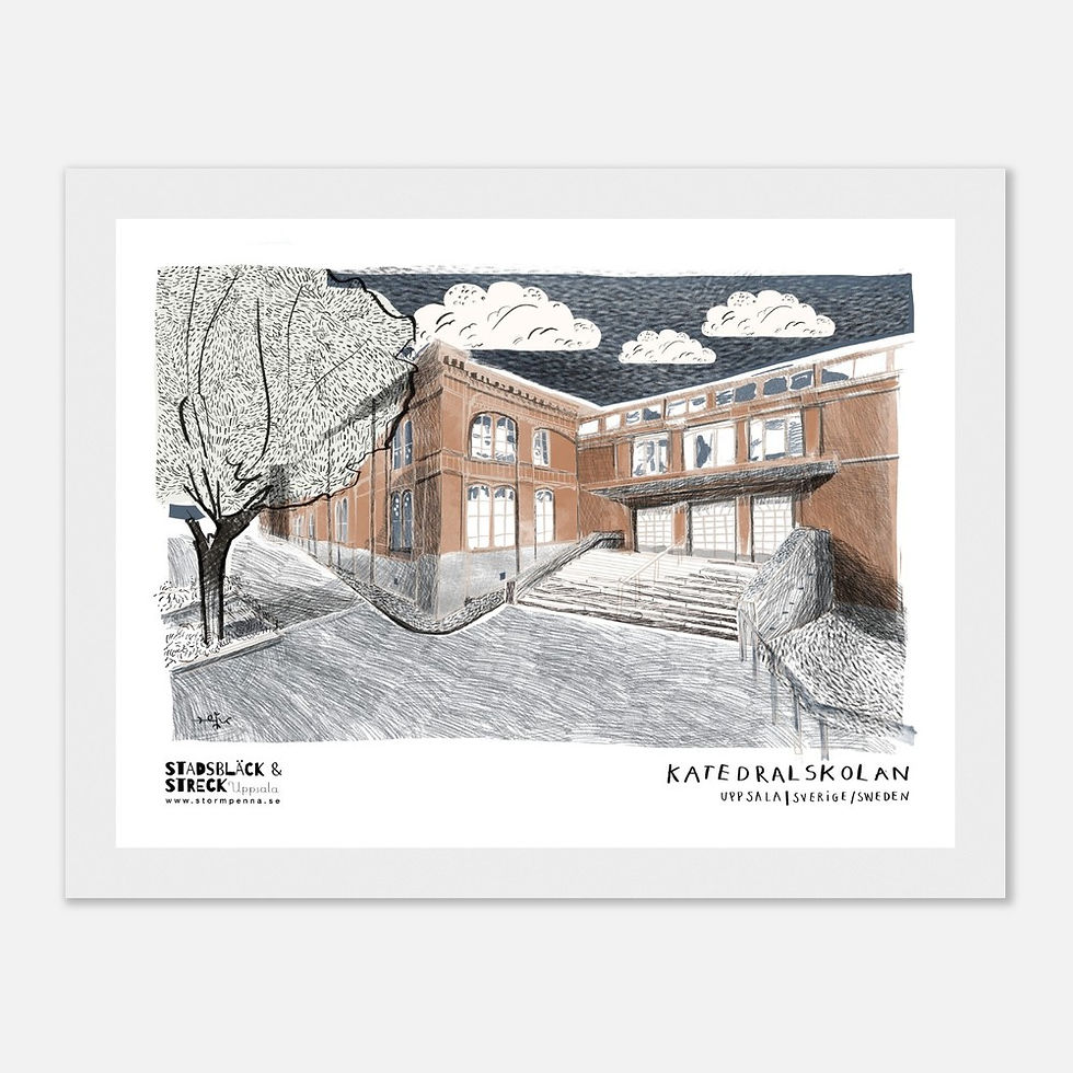 Miniatyrbild: Katedralskolan i Uppsala - konsttryck med träram