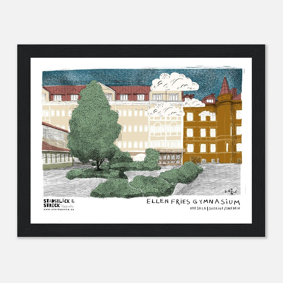 Miniatyrbild: Ellen Fries gymnasium i Uppsala - konsttryck med träram