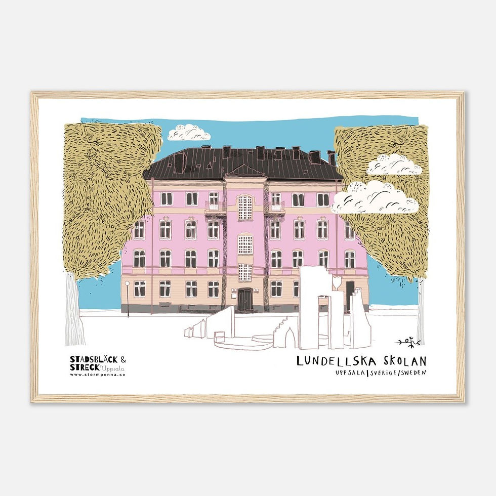 Miniatyrbild: Lundellska skolan i Uppsala - konsttryck med träram