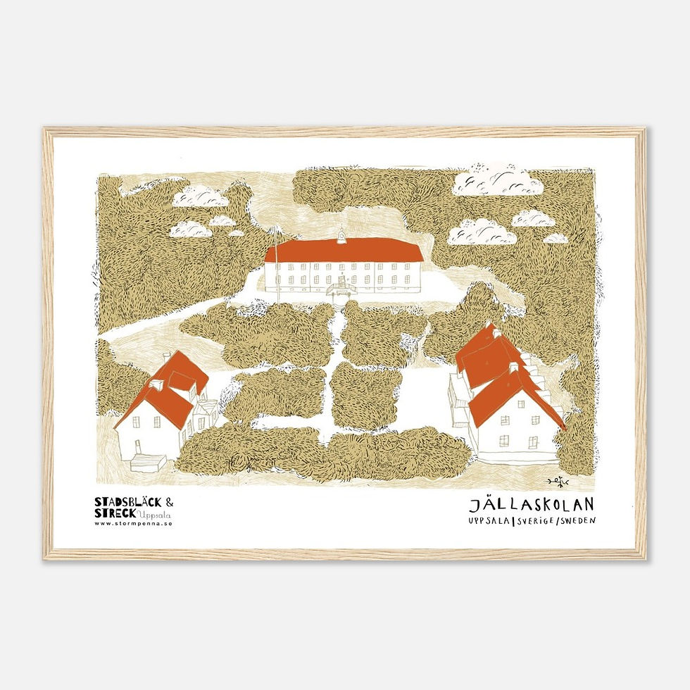Miniatyrbild: Jällaskolan i Uppsala - konsttryck med träram