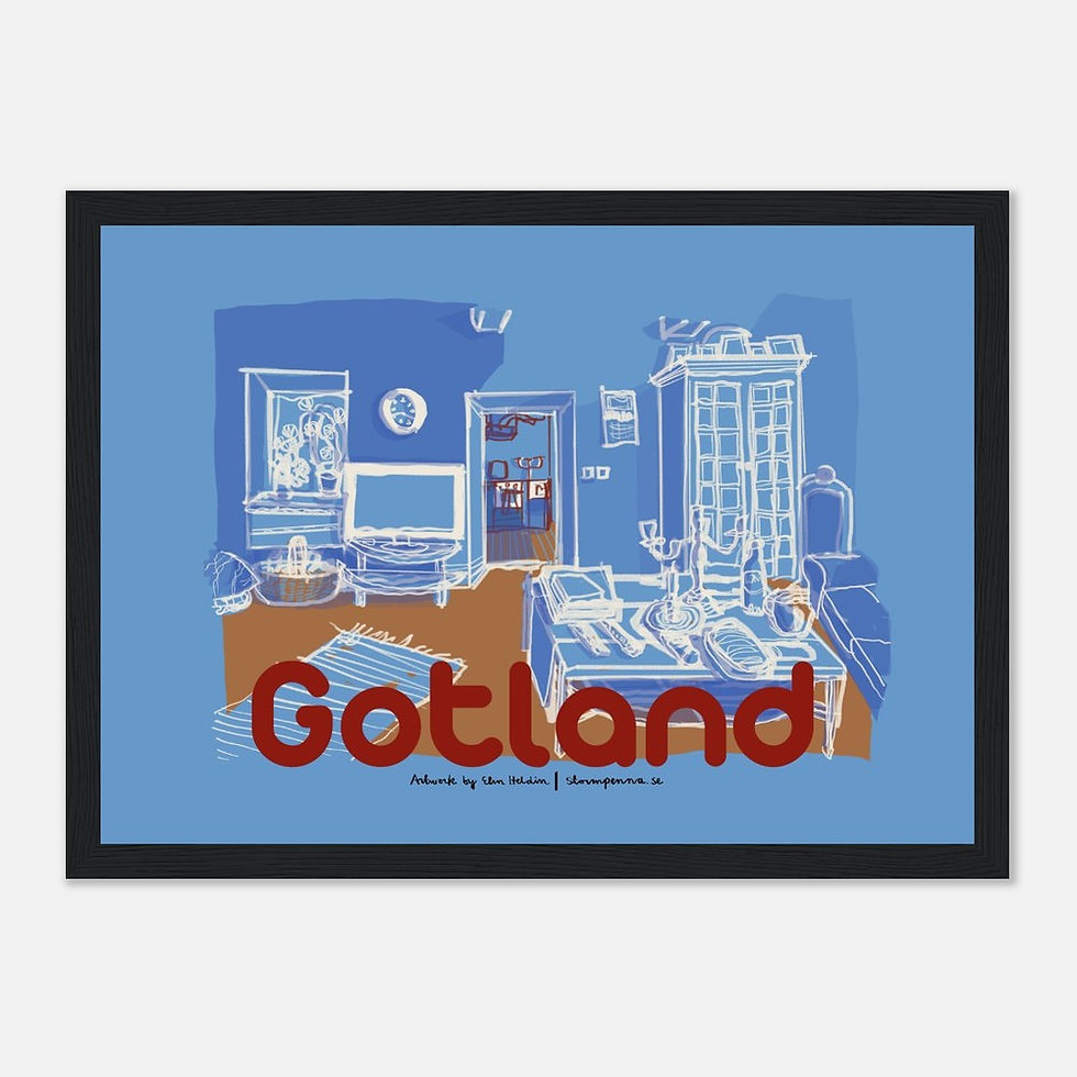 Miniatyrbild: Gotland III - konsttryck med träram