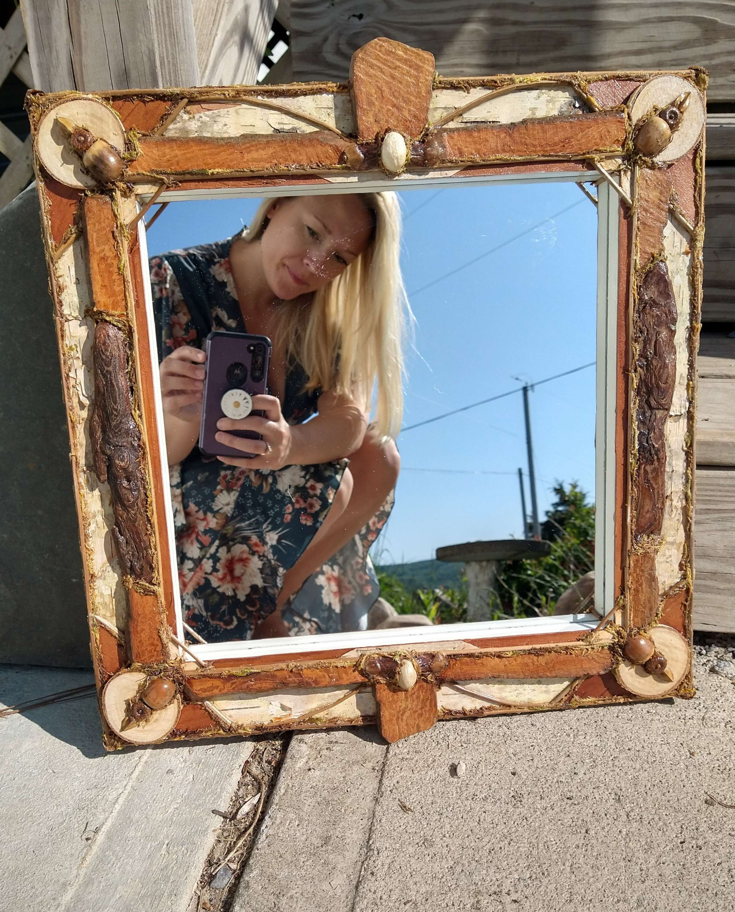 Sliced driftwood mirror