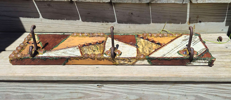 Thumbnail: Patch work birch bark coat rack