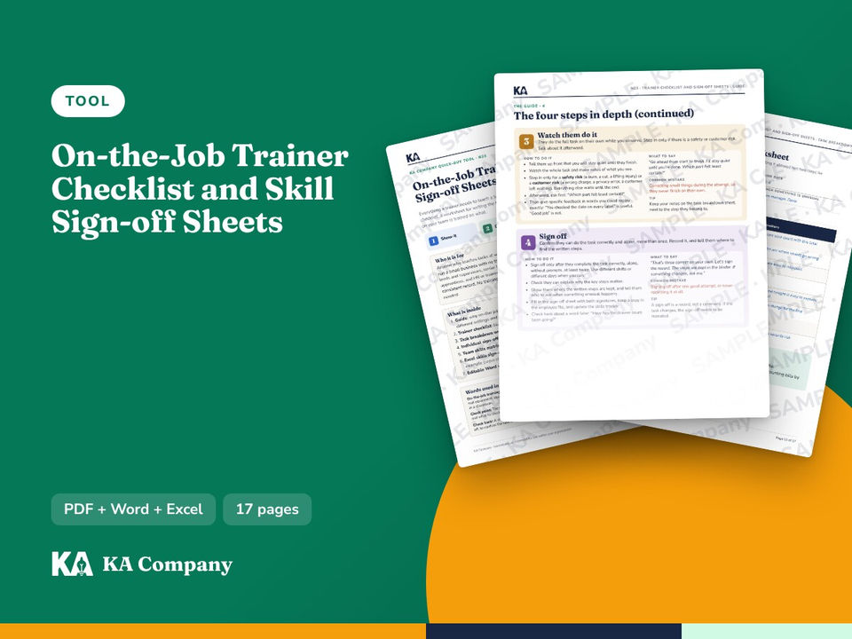 On-the-Job Trainer Checklist and Skill Sign-off Sheets cover