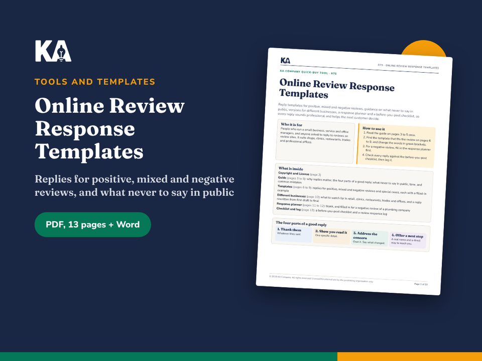 Online Review Response Templates cover