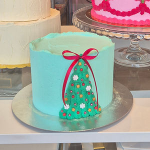 Pastel Green Buttercream Christmas Tree Cake