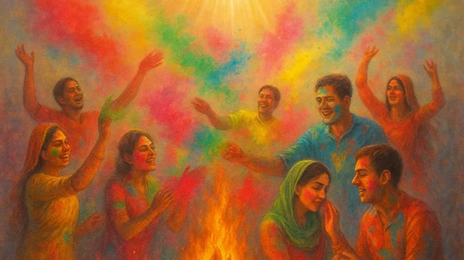 "Holi is when the soul lets the fire of truth burn the old self, and emerges colored with knowledge, virtues & powers."