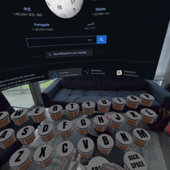 Typing in VR by tapping virtual 3D bongos