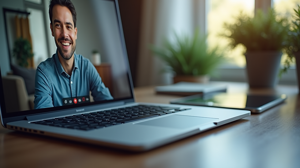Close-up view of a laptop screen showing a video conference call
