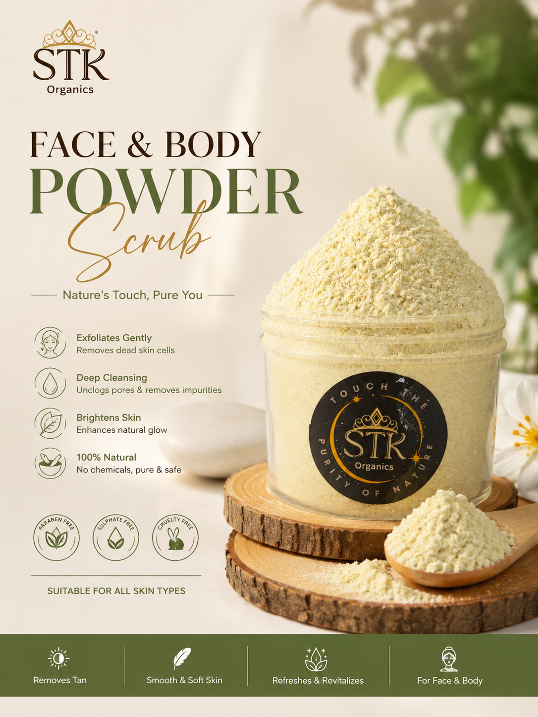 STK ORGANICS Face and body powder scrub