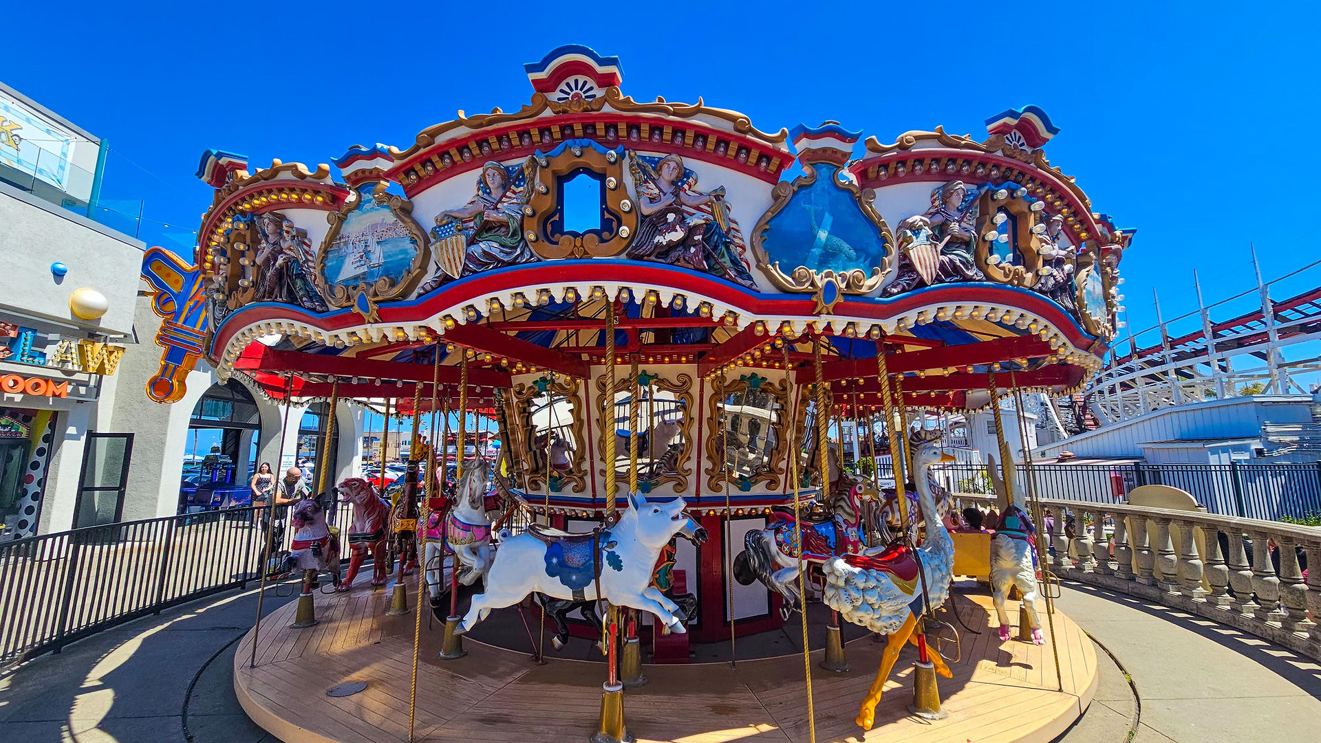 Atrações infantis no Belmont Park em San Diego