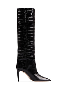 Stiletto 85MM Crocodile-Embossed Leather Boots