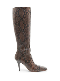 95MM Snakeskin-Printed Knee-High Boots