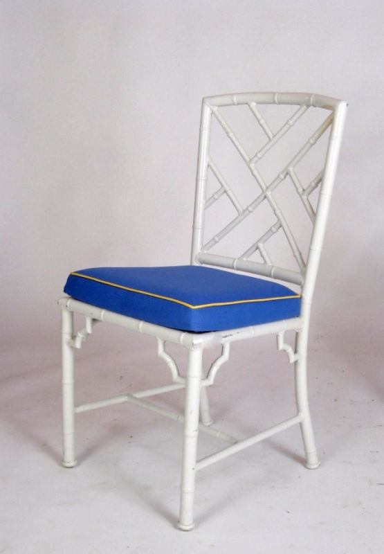 Thumbnail: Pair of White Metal Chippendale Chairs