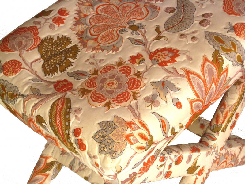 Thumbnail: Pair of Quilted Draper Style X-base Stools