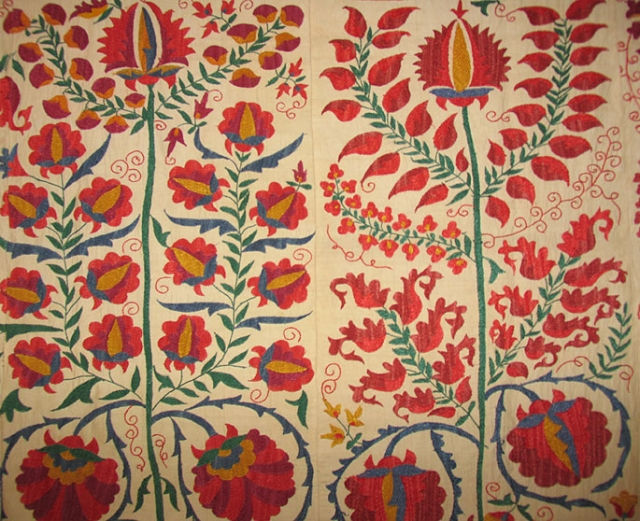 Thumbnail: Bhukhara Blossoms Silk Hand Embroidered Suzani