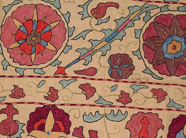 Thumbnail: Uzbek Large Silk Hand Embroidered Suzani