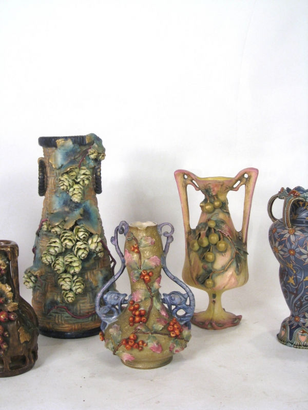 Thumbnail: Unique Art Nouvau Vase with Double Fish Handles