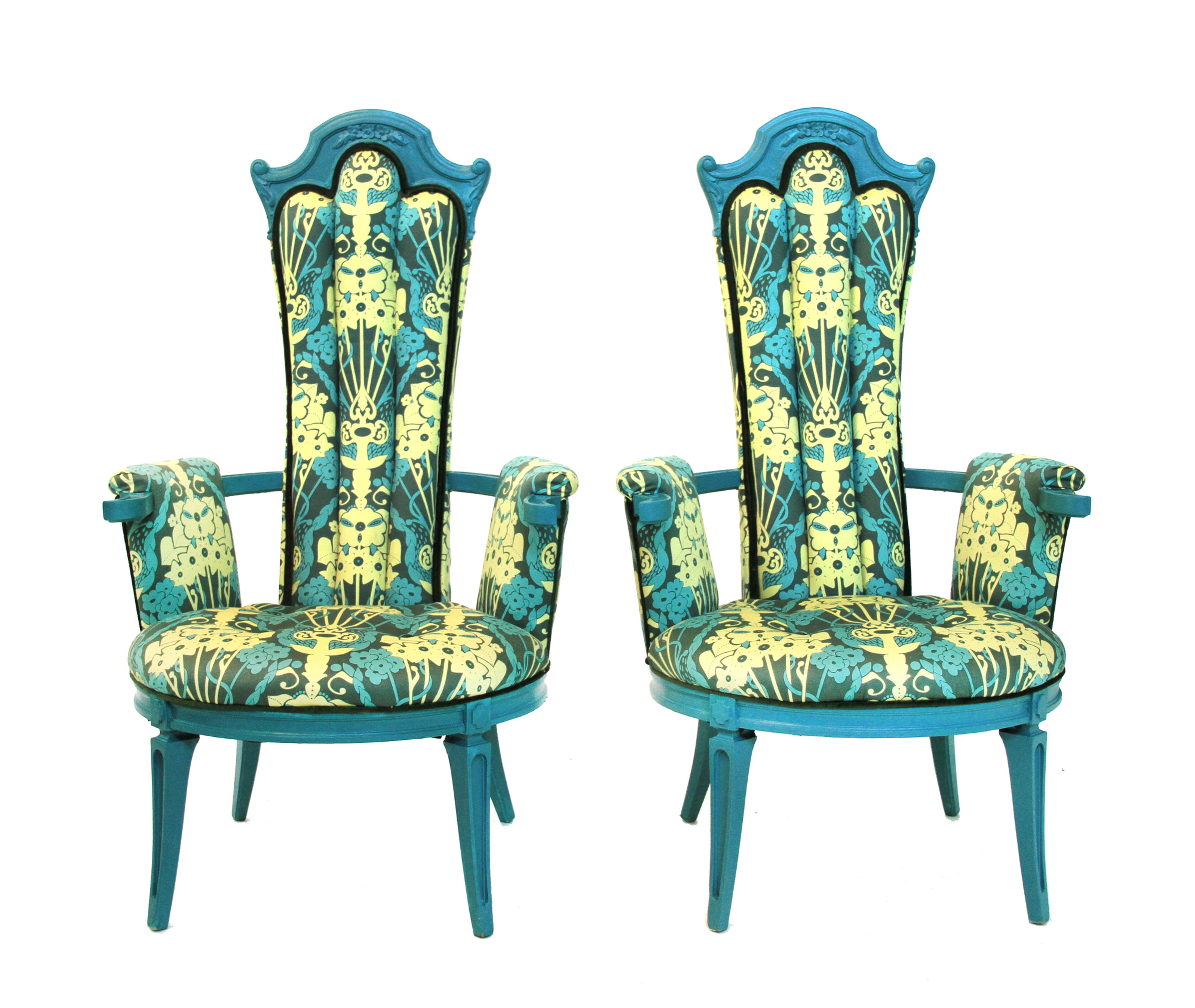 1940s Vintage Art Nouveau Accent Chairs - a Pair