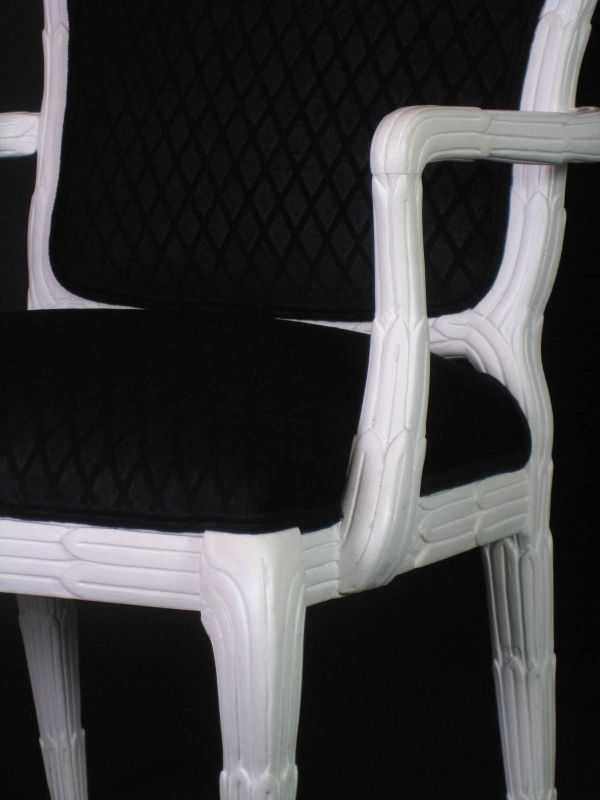 Thumbnail: Pair of Black Diamond Velvet Chairs in Manner of Serge Roche