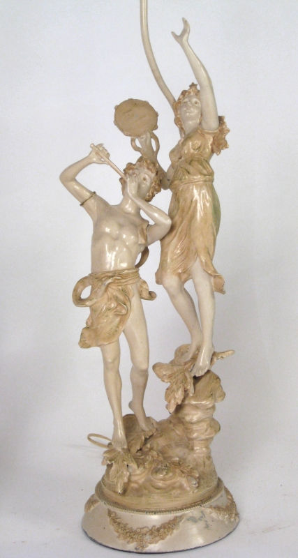 Thumbnail: Pair of Musical Roussea Figural Lamps