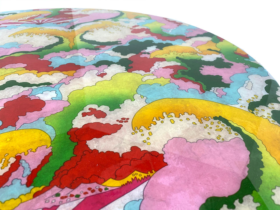 Thumbnail: Red Round Coffee Table With Resin Stone Top